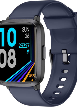 Fitness Tracker Watch with Heart Rate Monitor, Activity Tracker with Pedometer, Sleep Monitor, Calories & Step Counter, 5ATM Waterproof Smart Watch for Women Men Health Fitness Watch for Sports, Blue