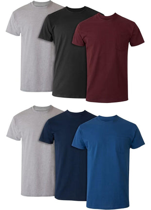 Hanes Men's Pocket T-Shirt Pack, 6-Pack, Cool & Breathable Cotton Tees, Stay-Tucked Undershirts for Men
