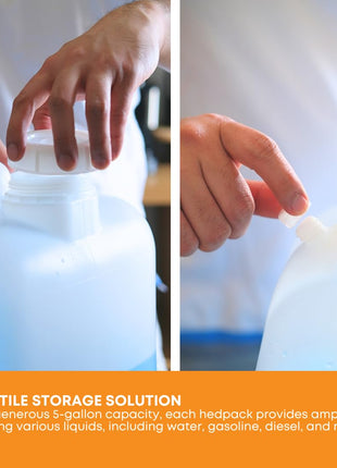 FastRack 5 Gallon Hedpak with Cap (Pack of 2) | BPA-free, Food-Grade, and Leak-Proof | White Water Container | Ideal for brewing, fermentation, or storage