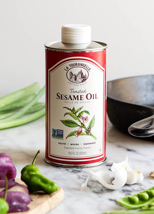 La Tourangelle, Toasted Sesame Oil, Great for Cooking, Add to Noodles, Stir-Fry, Vegetables, Vinaigrettes, and Marinades, 16.9 Fl Oz