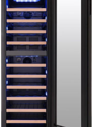 NewAir Shadow Series Wine Cooler Refrigerator 56 Bottles Dual Temperature Zones, Freestanding Mirrored Wine and Beverage Fridge with Double-Layer Tempered Glass Door & Compressor Cooling for Wine