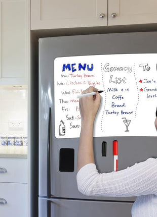 ANLIOTE Magnetic Dry Erase Board Fridge White Board Sheet 20x13 inch, Flexible Large Refrigerator Magnets Whiteboard Planner for Home Kitchen, 2 Markers and Eraser