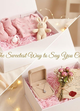 Rsgift White Gift Box with Lid, 7.8x7x3.1 Inches(Inside size:7.4x6.8x3 inches), Magnetic Closure Small box for Men - Wedding, Birthday, Graduation Packaging