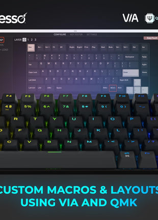 Adesso EasyTouch 1000 VIA Mini Mechanical Keyboard Multi-OS Illuminated | Wired/Wireless/Bluetooth, With Copilot Ai Hotkey