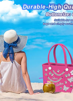 Charms for Bogg Bag,Pearls,Butterfly Flowers and Chain for Bogg Bag Accessories Charms(20 pcs)