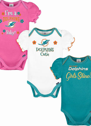 Gerber NFL Baby-Girls NFL Team 3 Pack Short Sleeve Onesie Bodysuit