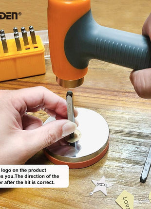 OWDEN Jewelry Metal Stamps kit for Jewelry Stamping Making,Size:(1/8 inch,3mm) 2 Sets Art Font Letter Punch Set (Uppercase and Lowercase) with 1 Set Number Punch Set,1Pc Hammer and 1Pc Steel Bench Block