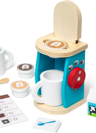 Melissa & Doug 11-Piece Brew and Serve Wooden Coffee Maker Set - Play Kitchen Accessories Pretend Play Kitchen Accessories Kids Coffee Maker Set for Girls and Boys