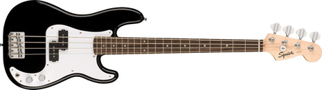 Squier Mini Precision Bass, Black, Laurel Fingerboard | 3/4 size beginner bass guitar, ideal for kids and small players, laurel fingerboard, lightweight short scale neck