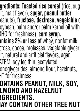 Rice Krispies Treats Crispy Rice Squares, Snack Bars, Chocolatey Peanut Butter, 10.8oz Box (14 Count)