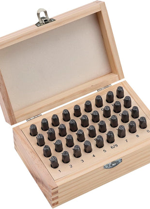 HimaPro Letter and Number Stamp Set 36pcs 40Cr Alloy Steel Metal Stamp Number & Letter Punch Set in a Wooden case (6mm 1/4 Inch)