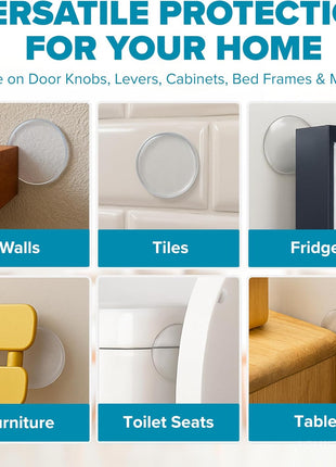 Door Stoppers (Medium) 2" - Door Stop for Wall with Strong Back Adhesive - Quiet and Shock Absorbent Silicone Wall Protectors from Door Knobs - Protects Every Surface - (Clear | 6 PCS)