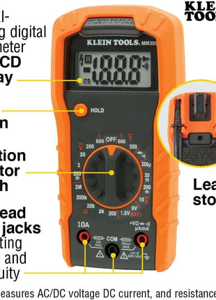 Klein Tools 69149P Electrical Test Kit with Digital Multimeter, Non-Contact Voltage Tester and Electrical Outlet Tester, Leads and Batteries