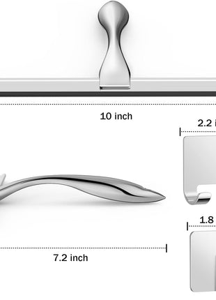 All-Purpose Stainless Steel Shower Squeegee for Shower Glass Door with 2 Adhesive Hooks, Bathroom Cleaner Tool Household Window Mirror Squeegee , Cleaning Tile Wall, Car, 10 Inch Silver
