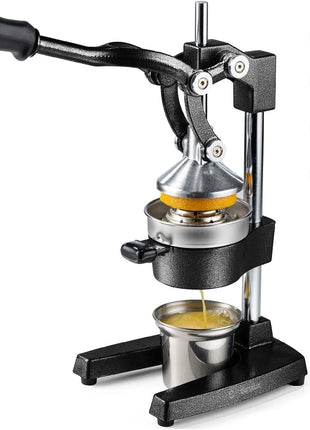 Eurolux Ultra-Premium Cast Iron Juicer | Extra-Large, Heavy Duty, Commercial Grade, Stainless Steel Manual Hand Press Citrus Squeezer For Fresh Orange Juice, Pomegranate, Lemon, and Much More (Black)