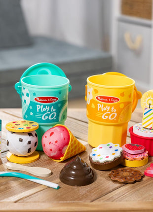 Melissa & Doug Play to Go Cups Food Playset Bundle (2-Pack) - Travel Toys and Pretend Play Food with Fidget Lids for Road Trip Activities for Kids