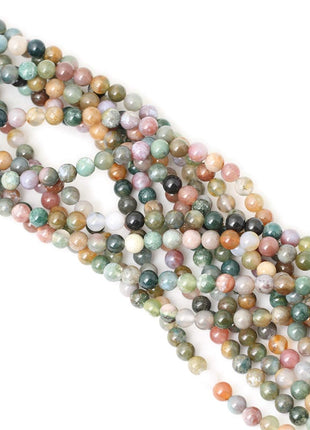 60PCS 6mm Natural Indian Agate Gemstone Round Loose Beads for Jewelry Making DIY 1 Strand 15 inch