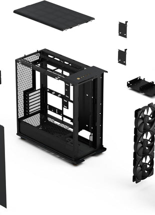 Fractal Design North XL RC Charcoal Black TG Dark - Reverse Connection Motherboard Compatible - Three 140mm Aspect PWM Fans Included- Type C USB - ATX Airflow Full Tower PC Gaming case