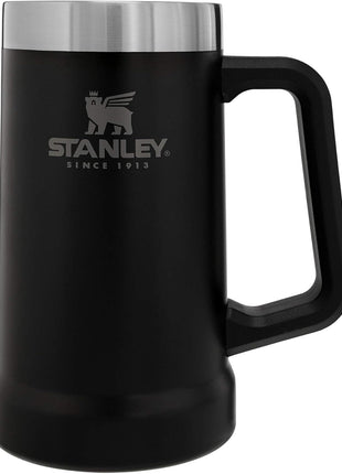 STANLEY Stay-Chill Beer Stein 24 oz | Heavy Duty Big Grip Handle | Beer Tumbler Drink Cup, Holds 2 Cans | Insulated Stainless Steel Party Mug | BPA-Free | Matte Black