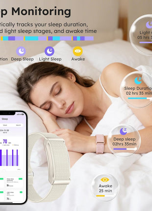 Smart Bracelet for Women and Men with 2 Bands, Screenless Fitness Tracker No Screen Lightweight for 100+ Sports IP68 Waterproof Wearable Activity Wristband Heart Rate Sleep Monitor