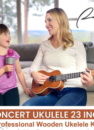 Ranch Concert Ukulele - Ukelele 23 inch Beginner Professional Kit with 12 Online Lessons, Gig Bag, Tuner, Strap, Aquila Strings Set