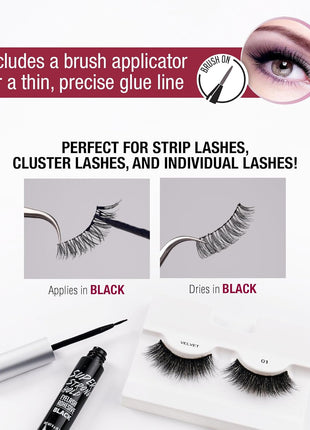 i•ENVY Super Strong Hold Eyelash Adhesive, Waterproof, 48-Hour Long-Lasting Lash Glue, Latex-Free, Hypoallergenic, Quick-Drying with Brush-On Applicator for Strip Lashes (Black, 1 Pack)