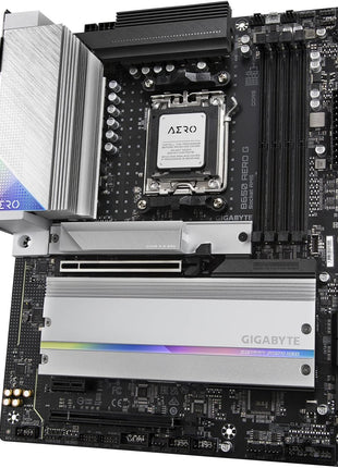 GIGABYTE B650 AERO G AMD AM5 ATX Motherboard, Support Ryzen 9000/8000/7000 Series, DDR5, Twin 16 Power Phase, DDR5, PCIe 5.0 M.2, USB-C 3.2 Gen 2, WIFI6E, 2.5GbE, EZ-Latch, Q-Flash, VisionLINK