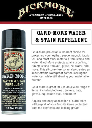 Bickmore Gard-More Water & Stain Repellent 5.5oz- Leather Protector and Suede Protector Waterproofing Spray Guard for Boots, Shoes, Clothing, Hats, Jackets & More