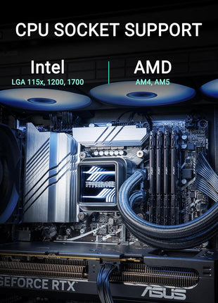 ASUS Prime LC 360 ARGB All-in-one AIO CPU Liquid Cooler AMD: AM5 & AM4 Intel: LGA 1851, 1700, 1200, 115x Specially Designed CPU Contact Area, Infinity Mirror, pre-Installed ARGB Fans, 6 Year Warranty