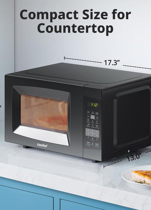 COMFEE' Countertop Microwave Oven, 0.7 Cu.Ft, 700W, Black, ECO Mode | Sound On/Off, One-Touch Buttons, Child Safety Lock, for Dorm, Apartment, Office