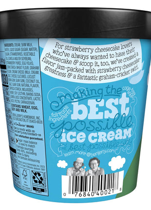 Ben & Jerry's Ice Cream Strawberry Cheesecake Non-GMO 16 oz