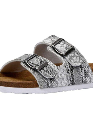 CUSHIONAIRE Lane Cork Footbed Womens Sandals Comfortable Double Buckle Slip On Sandals for Women with Arch Support and Classic Two Strap Design