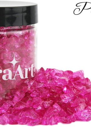 Syedra Crushed Glass for Resin Art, Set of 3,Broken Glass Pieces for Crafts 3-6mm 1LB (Pink)