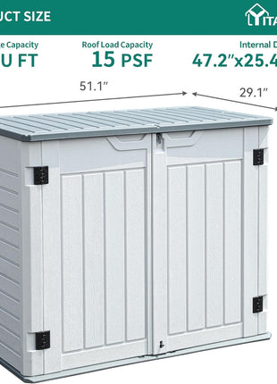 YITAHOME 59 Cuft Outdoor Tall Storage Shed, Waterproof Vertical Resin Shed for Garden, Garage, Patio, Lockable Tool Storage, No Shelves Included, Light Gray