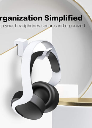 NexiGo PS5 Headphone Holder, [Minimalist Design] Mini Headphone Hanger with Supporting Bar, for Sony PlayStation 5 Gaming Headset, White