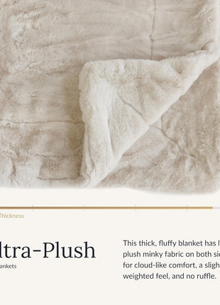 Minky Couture Ultra-Soft Lush Throw Blanket, Macadamia Nut, Adult
