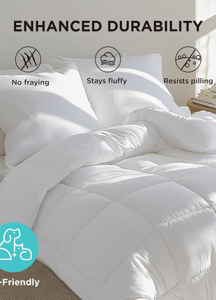 Bedsure Comforter Duvet Insert   Quilted Comforters Queen Size, All Season Duvet, Down Alternative Bedding, with 8 Tabs, Gifts for Women/Men, White, Queen 88 x 88 Inches