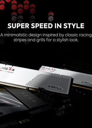G.SKILL Flare X5 Series DDR5 RAM (AMD EXPO) 32GB (2x16GB) 6000MT/s CL28-36-36-96 1.40V Desktop Computer Memory U-DIMM - Matte White (F5-6000J2836G16GX2-FX5W)