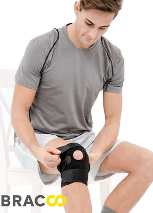 Bracoo Adjustable Compression Knee Patellar Pad Tendon Support Sleeve Brace for Men Women   Arthritis Pain, Injury Recovery, Running, Workout, KS10 (Black)
