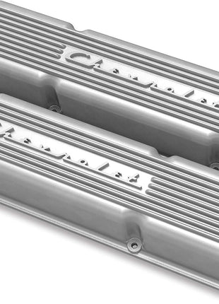 Holley Sbc Valve Cvrs,Finned,Chevy Script Nat