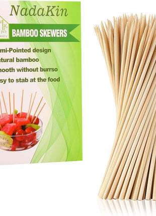 200 PCS Bamboo Skewers, 6 Inch Food Sticks for Appetizers Fruit Kebabs | Natural Mini Wooden Skewers for Barbecue Grilling Burger Sausage, Cocktail Picks for Drinks, Long Toothpicks Tooth Picks