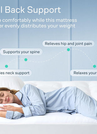 Cloud Like Twin Mattress Topper   100% Cotton Top Mattress Pad for Back Pain Relief   Breathable & Naturally Cooling for Hot Sleepers