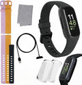 Fitbit Inspire 3 Health & Fitness Tracker Bundle - with Stress Management, Workout Intensity, Sleep Tracking, 24/7 Heart + 2 Silicone Bands, 2 Screen Protectors, Cleaning Cloth & Fast Charger