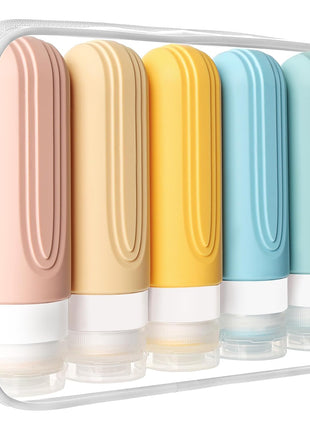 CHEODIN Travel Bottles for Toiletries, 5 Pack TSA Approved Travel Size Containers, 3oz Leak Proof Refillable Travel Accessories for Shampoo Conditioner, BPA Free Travel Bottles with Toiletry Bag