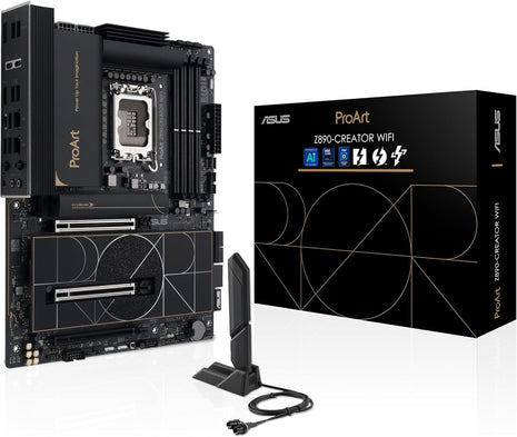ASUS ProArt Z890-CREATOR WIFI Z890 LGA 1851 ATX Motherboard, Intel® CoreTM Ultra Processor Series 2 Ready, 16+2+1+2 stages, PCIe® 5.0, DDR5, ThunderboltTM 5 Type-C®, 10+2.5 Gb LAN, WiFi 7, 5x M.2, AI OC
