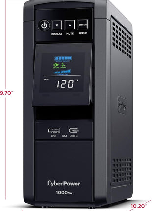 CyberPower CP1000PFCLCD PFC Sinewave UPS Battery Backup and Surge Protector | Surge Protector, 1000VA/600W, 10 Outlets, AVR, Mini-Tower