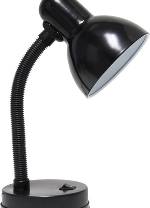 Simple Designs LD1003-BLK Basic Metal Desk Lamp with Flexible Hose Neck for Office, Living Room, Bedroom, College Dorm, Bookshelf, Black