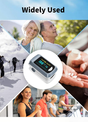 Fingertip Pulse Oximeter Blood Oxygen Saturation Monitor Pulse Ox, Heart Rate and Fast Spo2 Reading Oxygen Meter with OLED Screen Included Lanyard and 2 x AAA Batteries