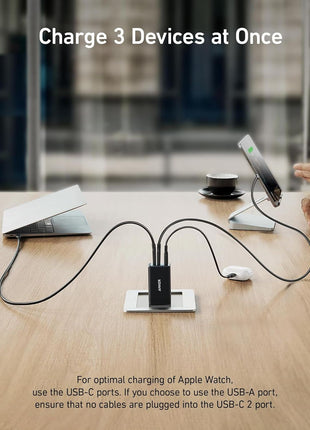 Anker USB C Charger(Nano II 65W), PPS 3-Port Fast Compact Foldable Wall Charger for MacBook Pro/Air, iPad Pro, Galaxy S20, Dell XPS 13, Note 20/10+, iPhone 16/16 Pro, Steam Deck, and More