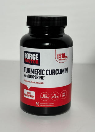 Force Factor Turmeric Curcumin Supplement with Black Pepper, Joint Support Supplement with BioPerine for Enhanced Absorption, No Gelatin, Non-GMO, 90 Capsules (Pack of 2)